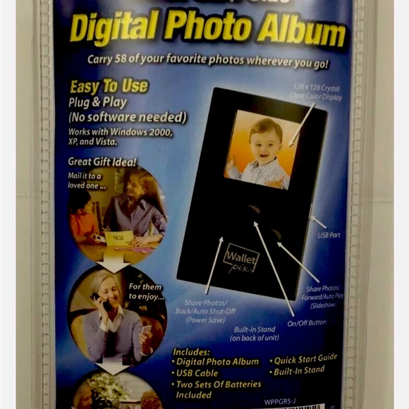 Digital Photo Album Pocket Pix Credit Card Size *58 pics*, White, NEW & SEALED! - Picture 2 of 2